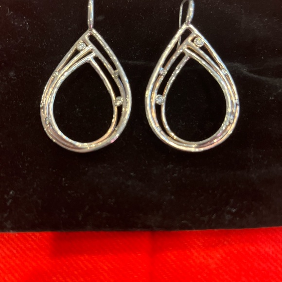 IPPOLITA BEZEL SET DIAMOND & Hammered Sterling Pear shape Drop Earrings - Picture 7 of 13